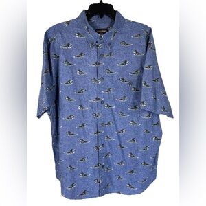 Woolrich Button Shirt Mens XL Blue Bird Dog Hunting Labrador Retriever Outdoor